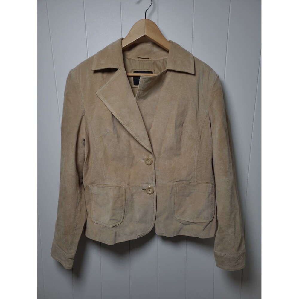 Vintage Genuine Suede Leather Mossimo Jacket Womens Size XL Tan Pockets Y2k